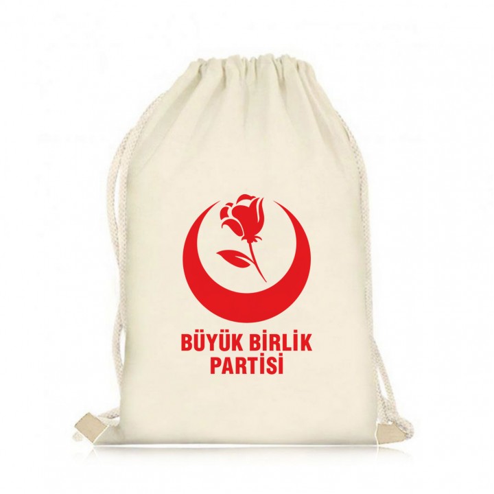BBP Baskılı Büzgülü İpli Ham Bez Seçim ve Miting Çantası